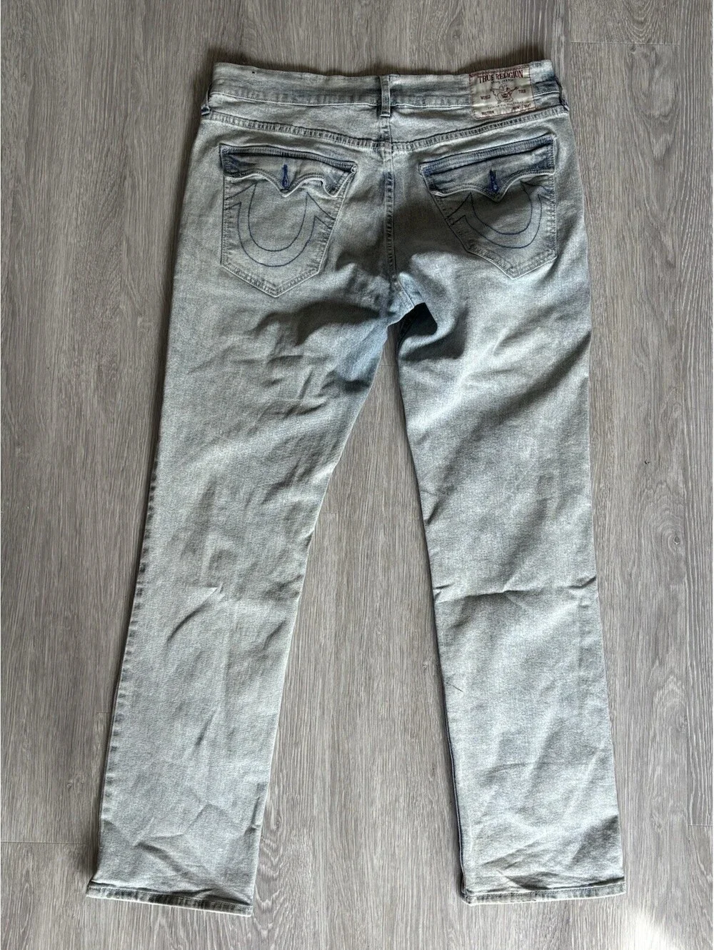 True Religion Ricky Straight Leg Jeans Men Size 36 Light Wash Blue